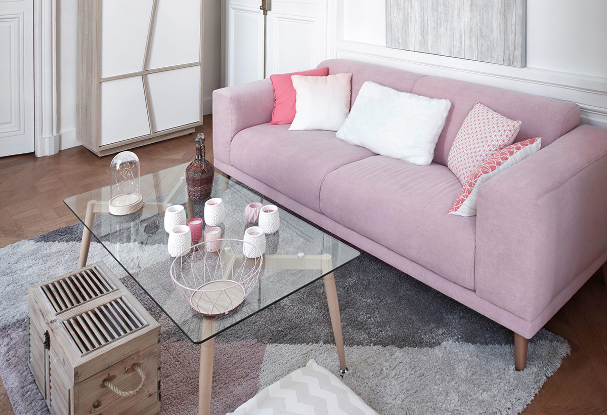 canapé scandinave deux places rose