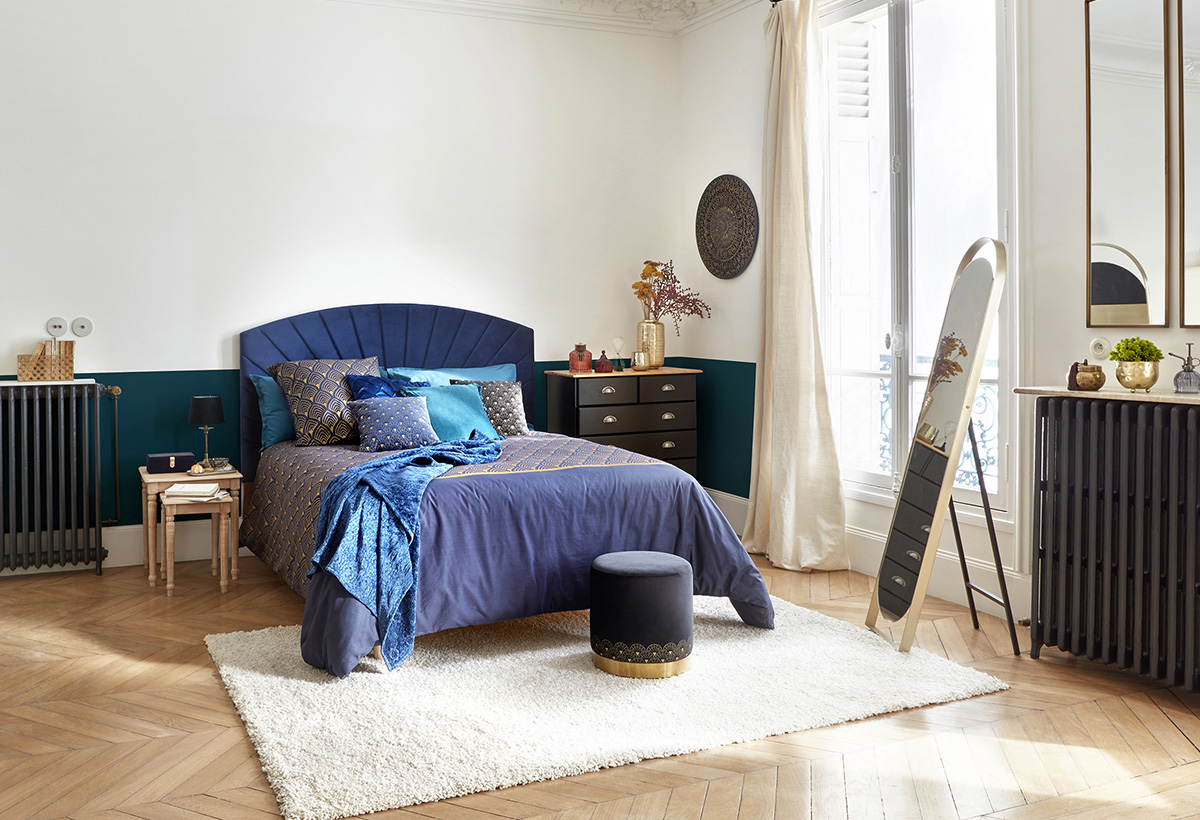 idees decoration chambre bleu nuit