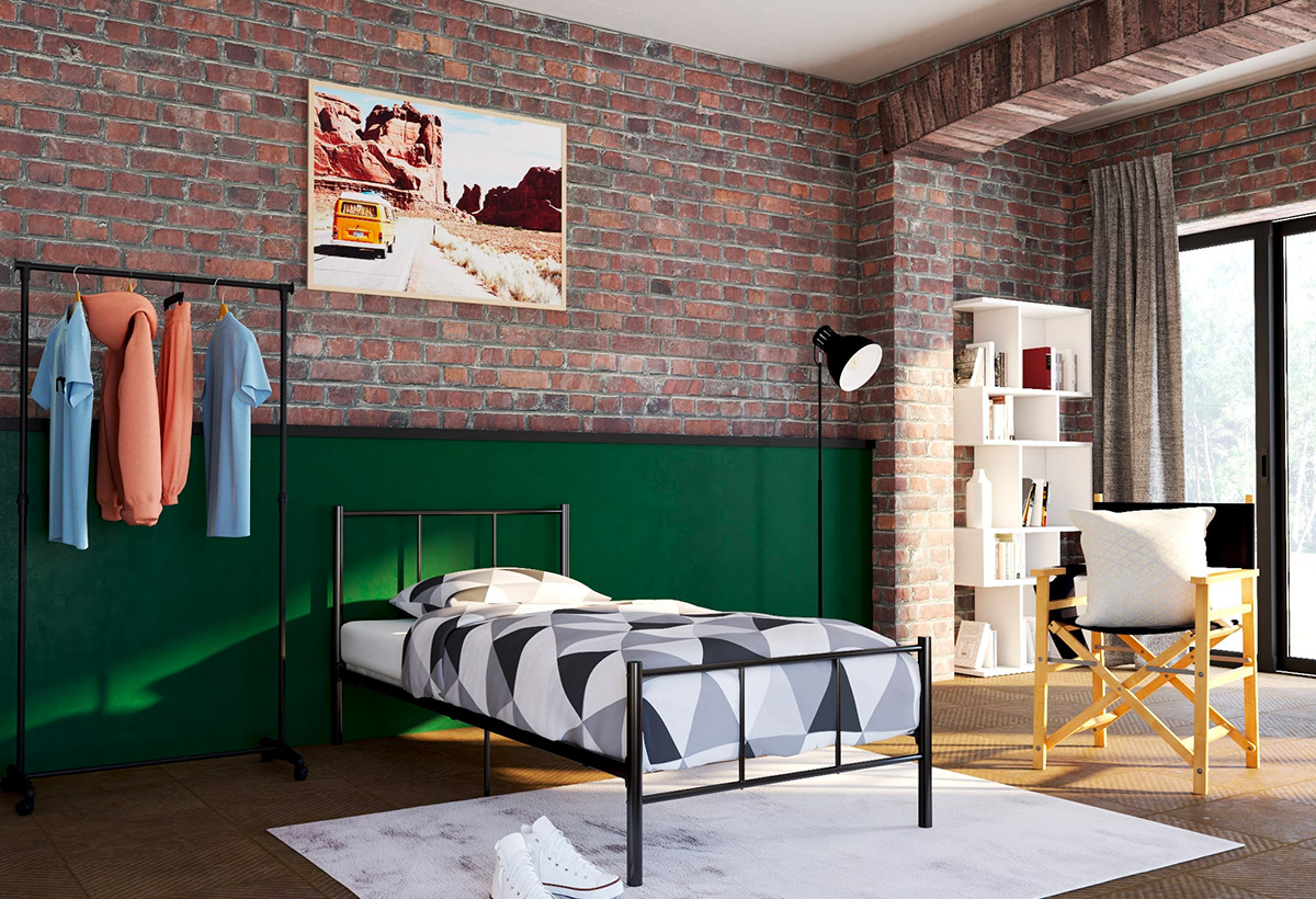 idees decoration chambre industrielle