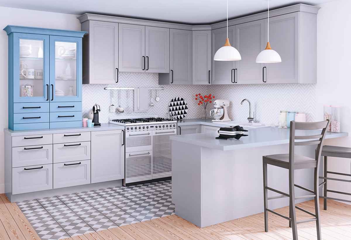 plan de travail gris