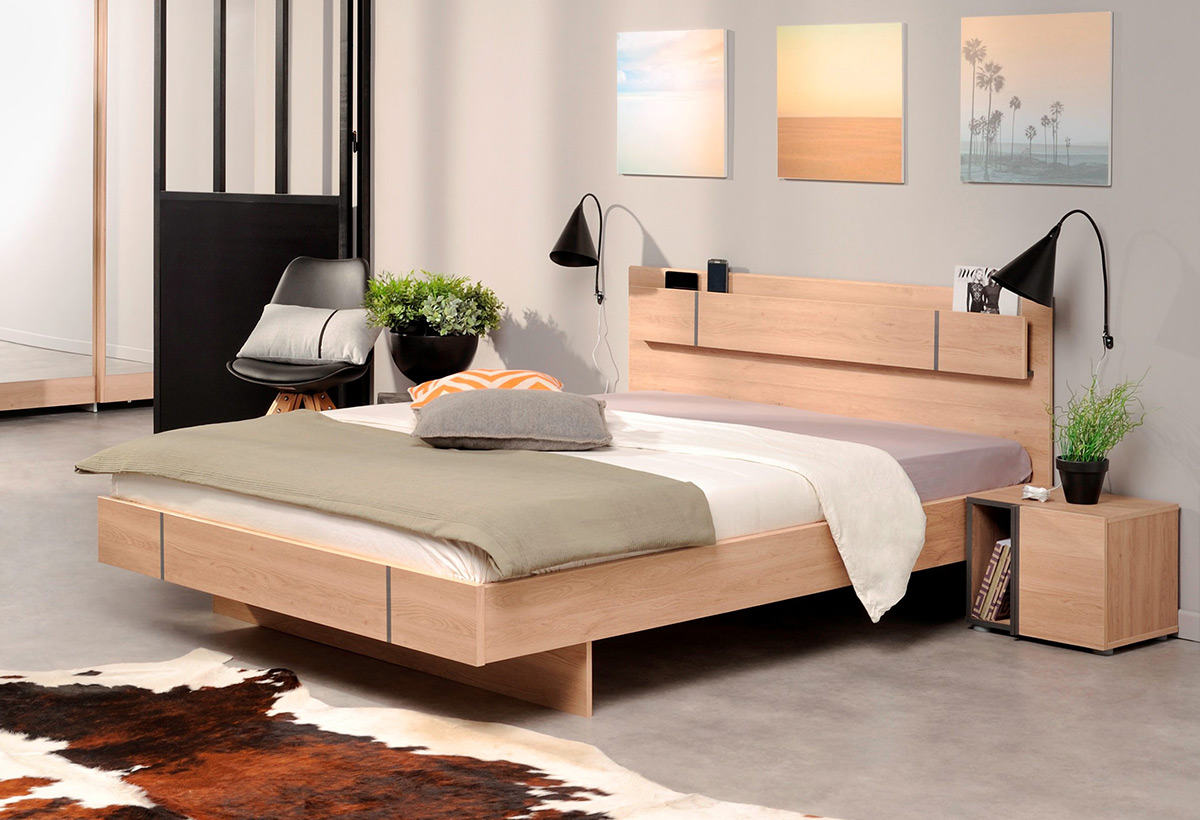 tête de lit bois rangements