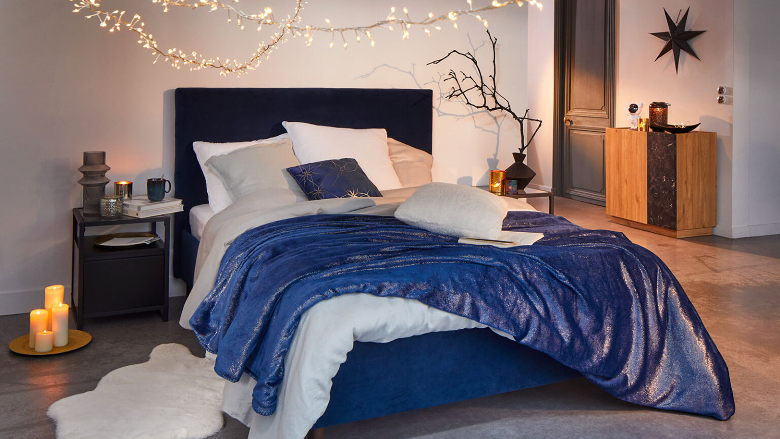 decoration noel bleu dore elegante