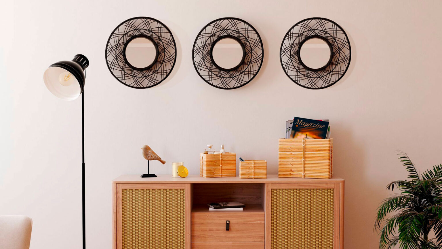 comment placer 3 miroirs ronds mur