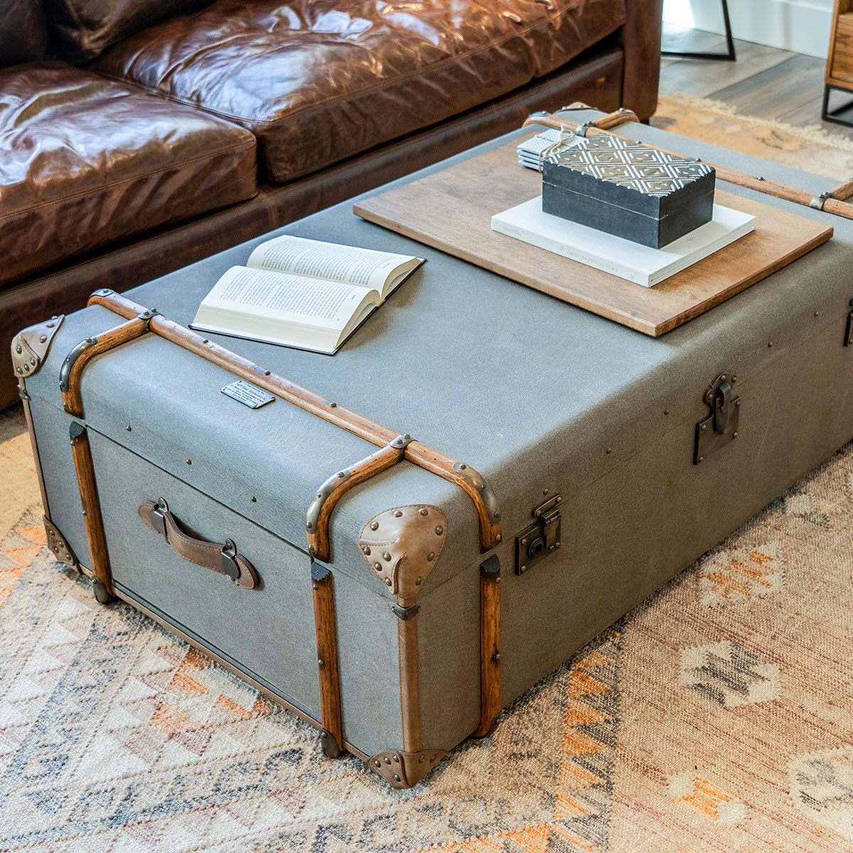 Paire cuir malle Bagages Cases Boîtes Tables basses