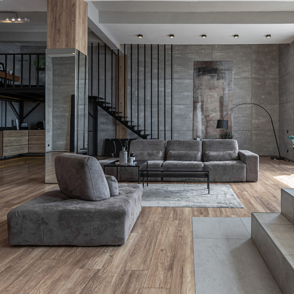 deco brutaliste salon urbain