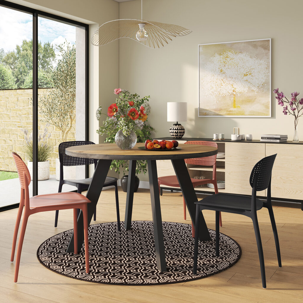 piece ventrale vase fleurs table ronde