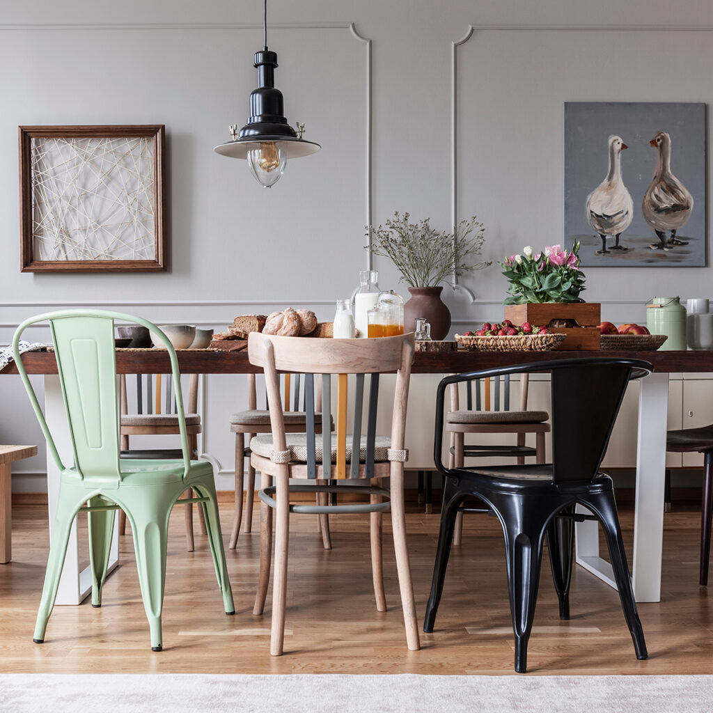 couleurs neutres salle a manger industrielle campagne