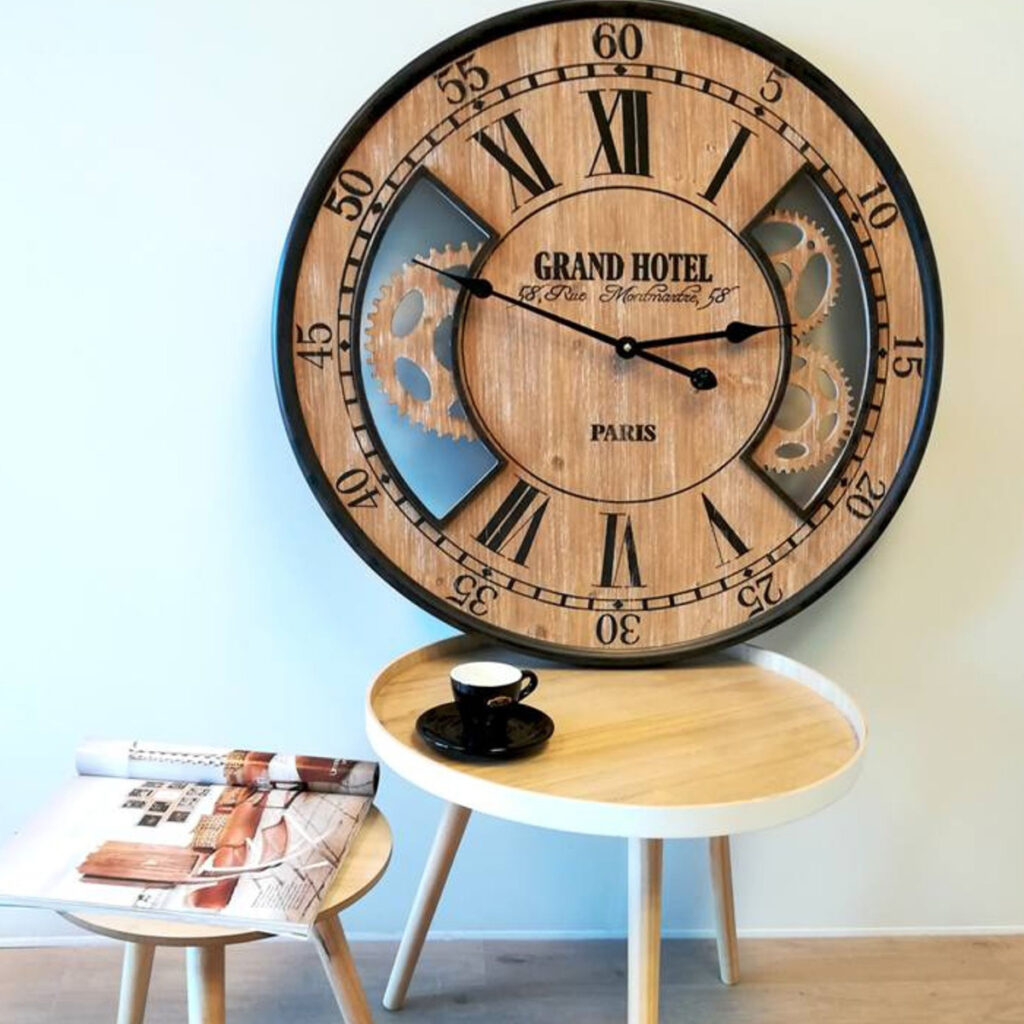 horloge industrielle xx bois metal