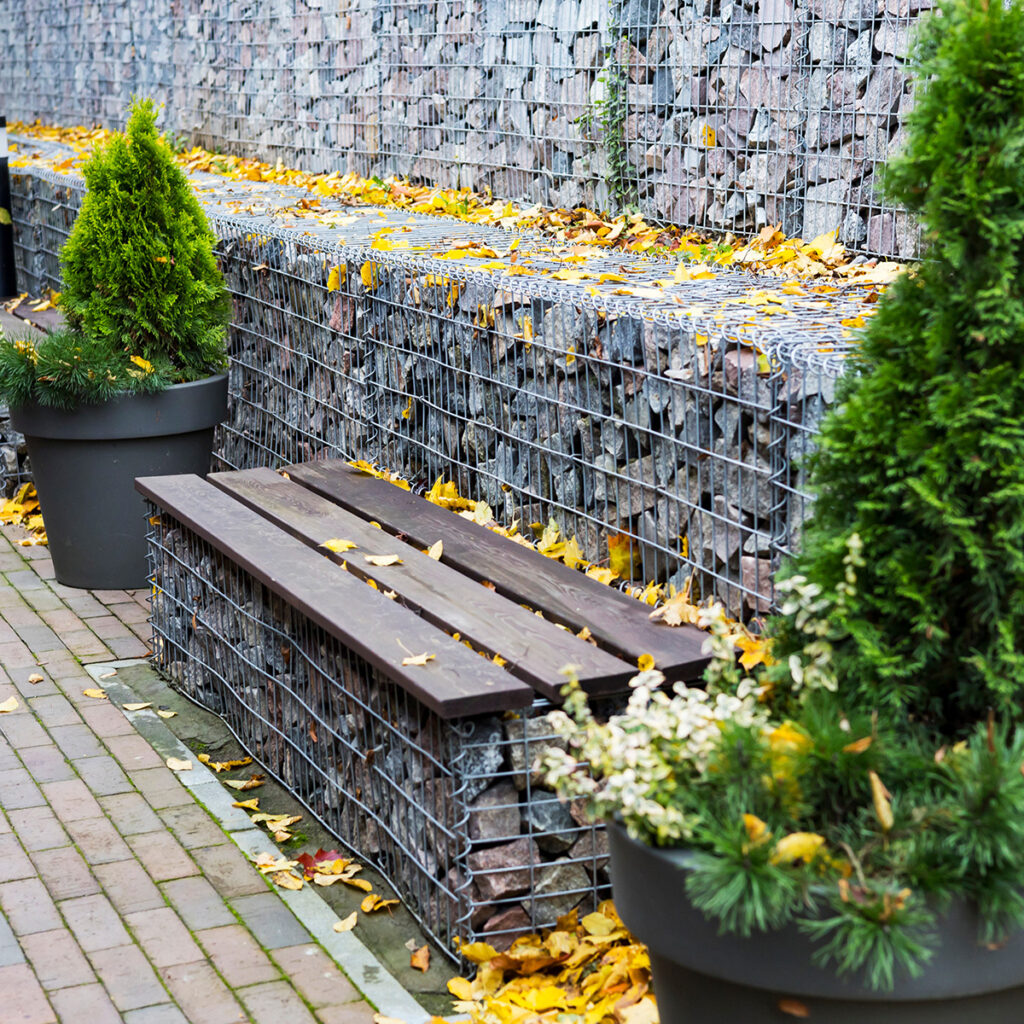 granit gris remplissage banc gabion