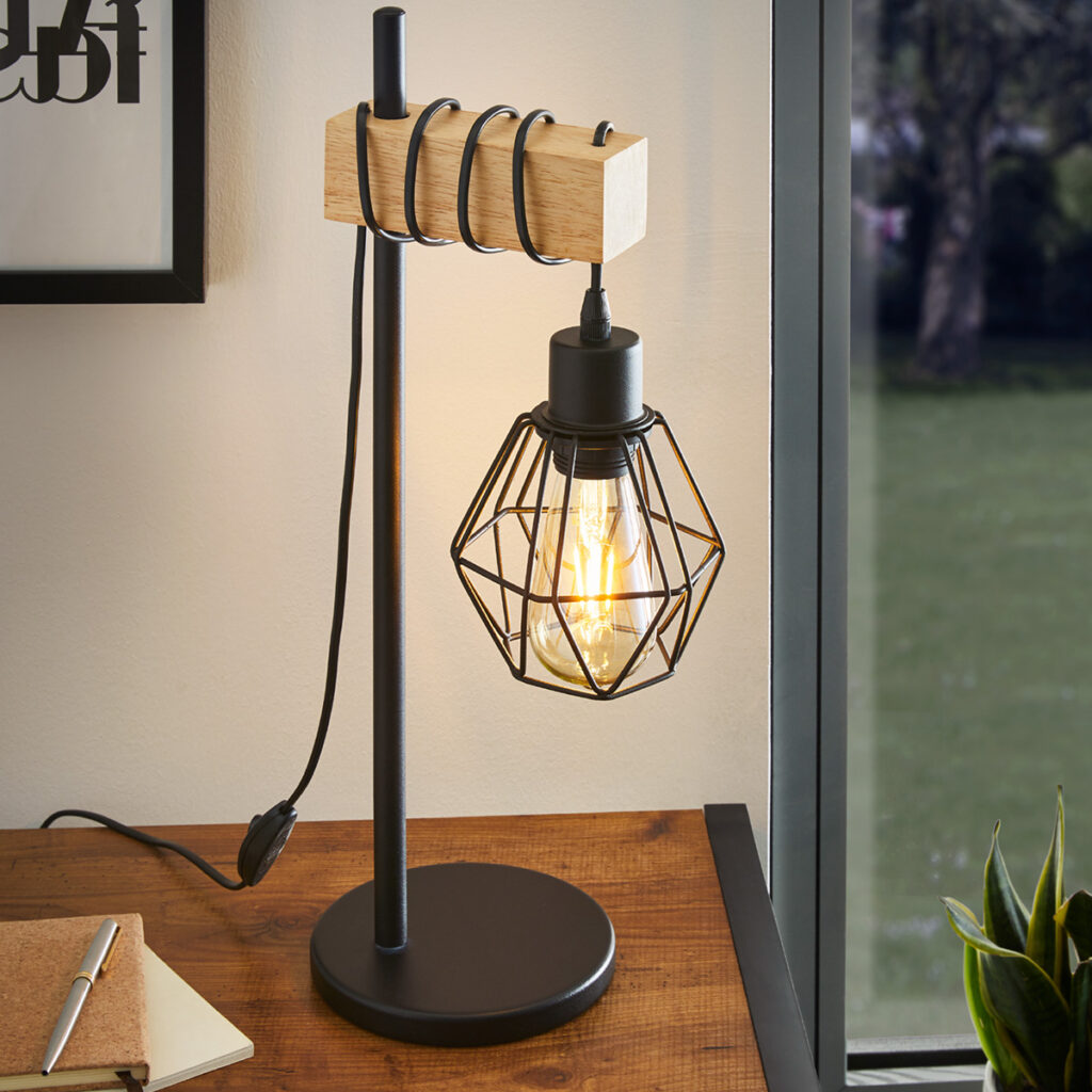 lampe bois metal industrielle