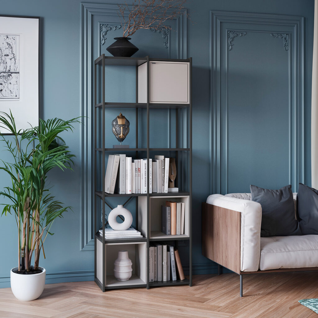 etagere haute rangement salon