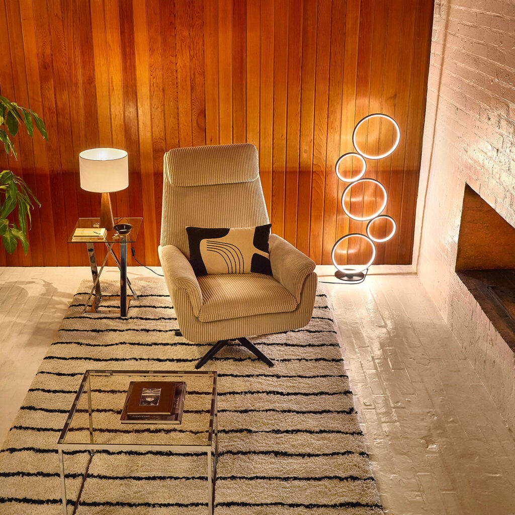 rayure noire blanche tapis salon moderne