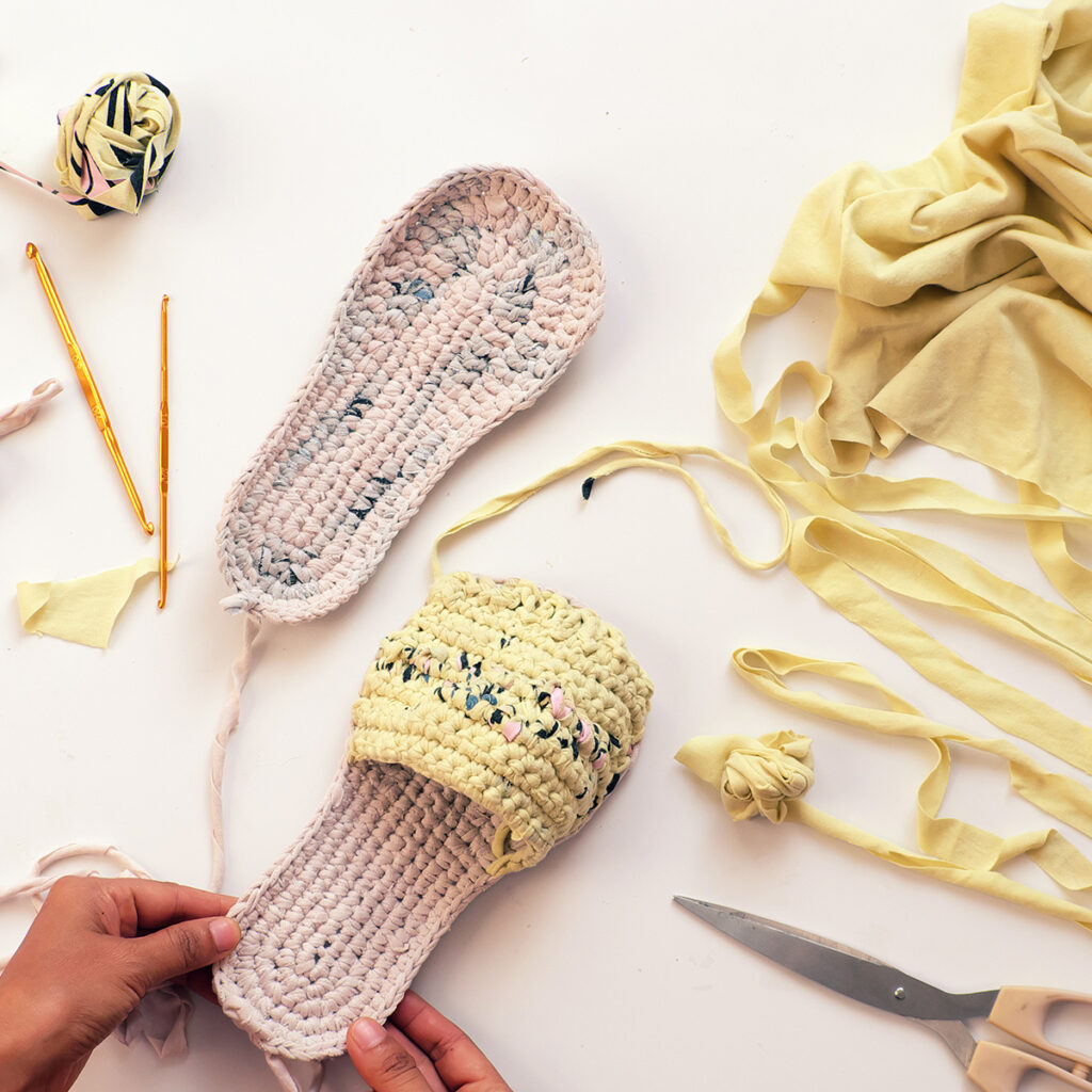 sandales tshirt crochet diy