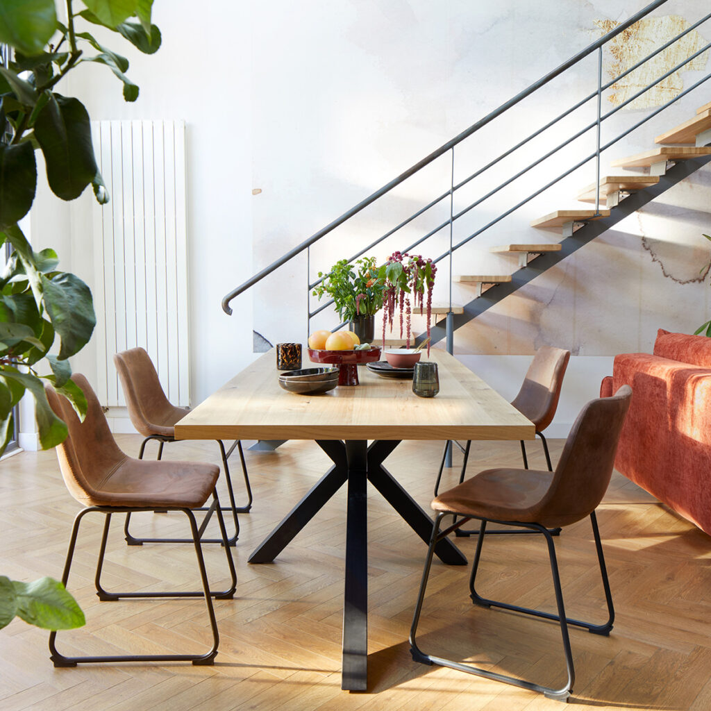 table bois metal salle a manger