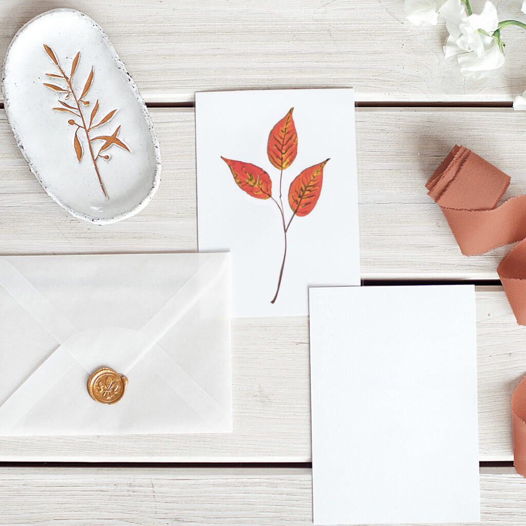 papeterie feuillage automne mariage ete indien