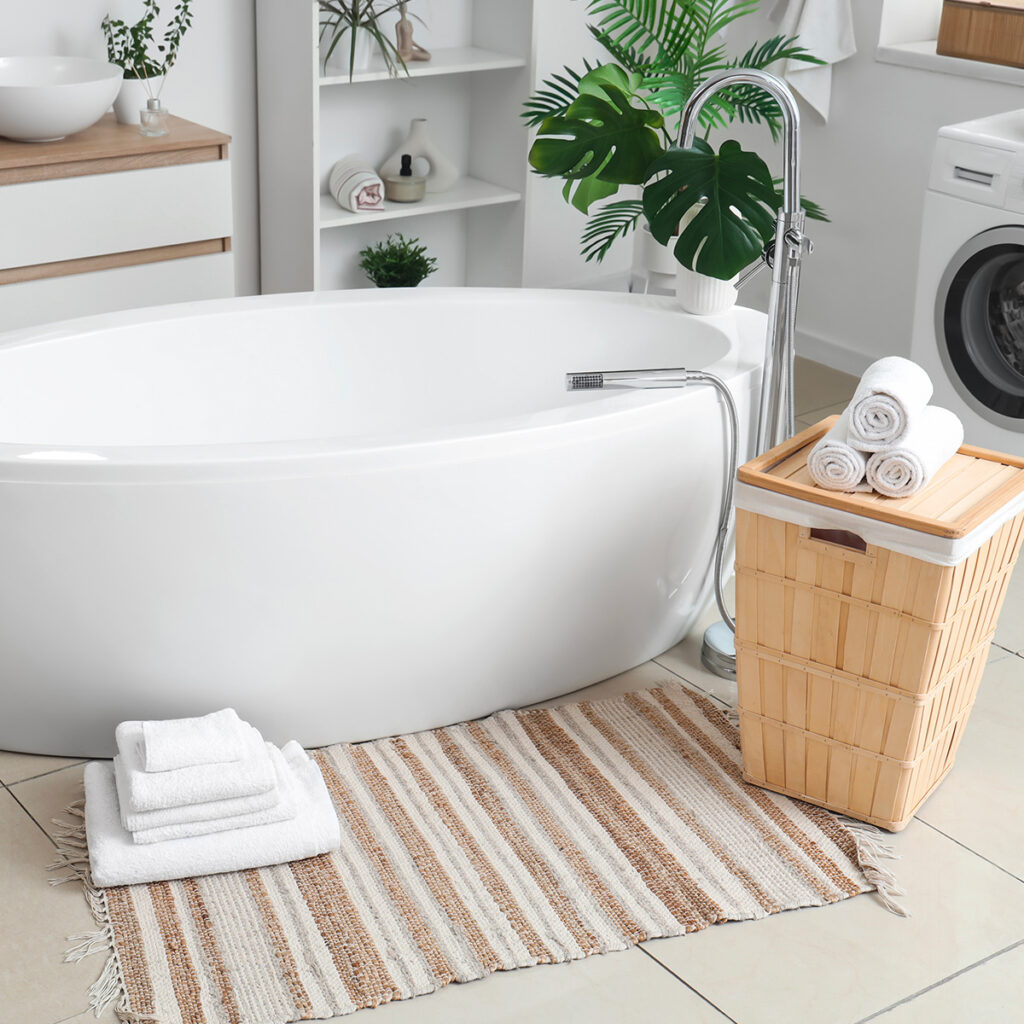 tapis salle de bains rayures marrons