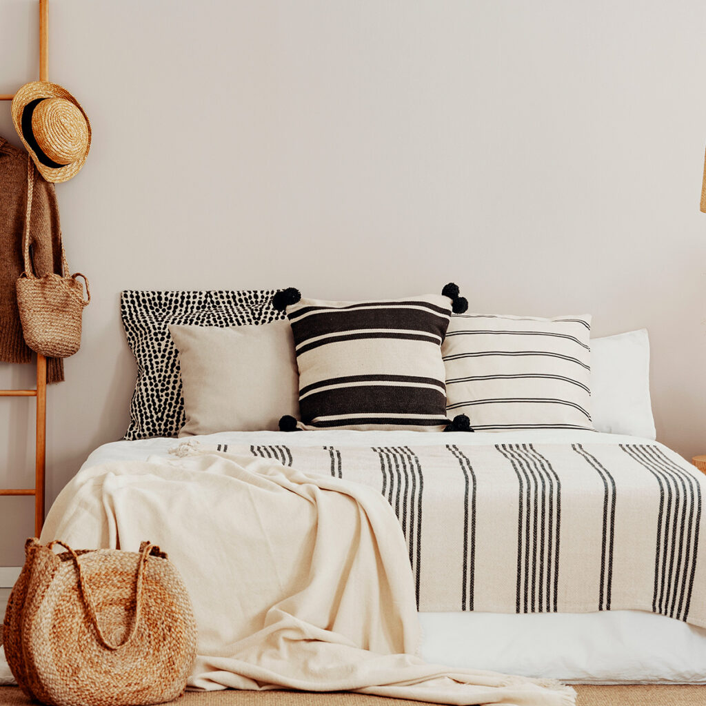 rayures noire blanche parure de lit