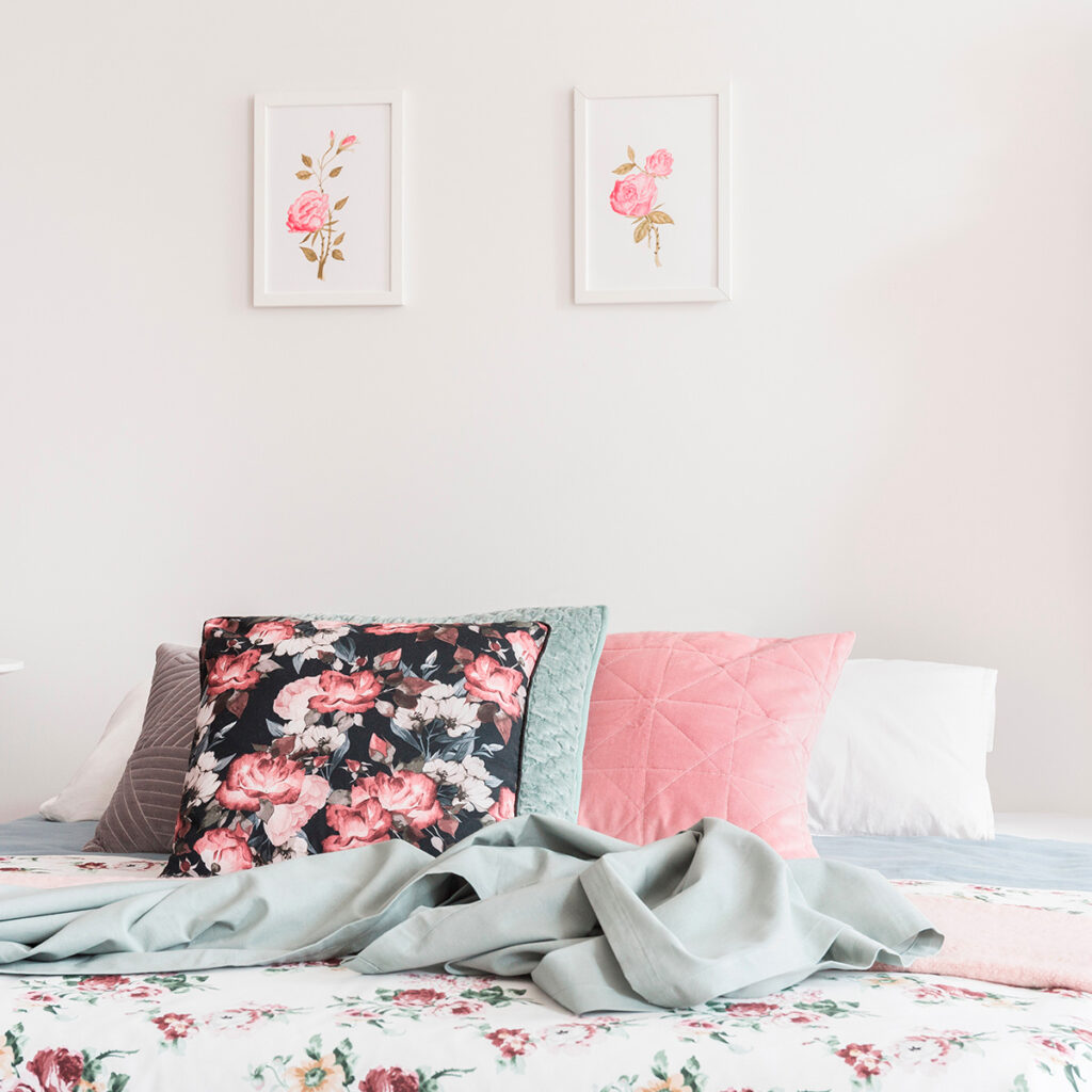 parure lit fleurie chambre granny chic