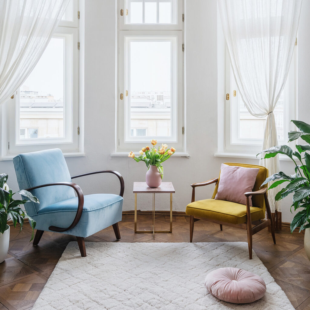 couleurs pastels douces salon art deco