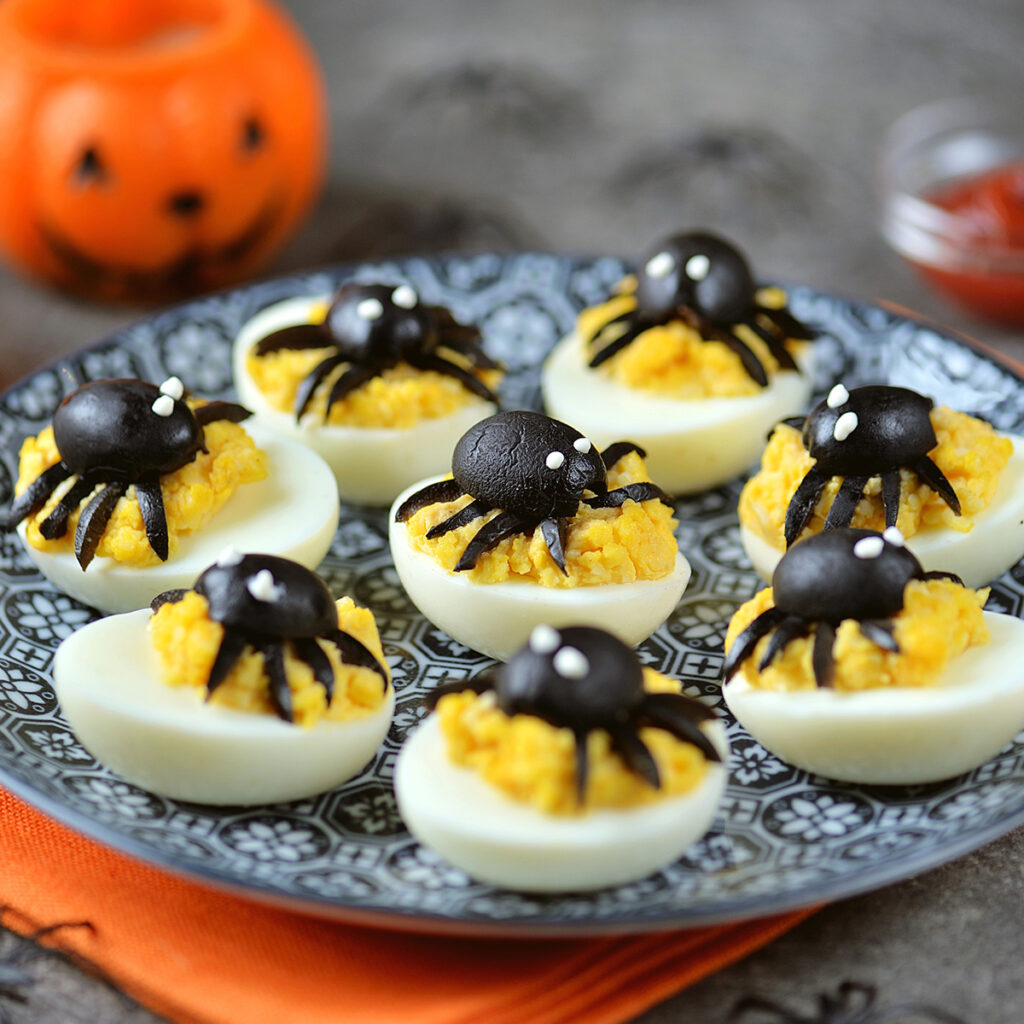 oeufs mimosas araignees apero halloween