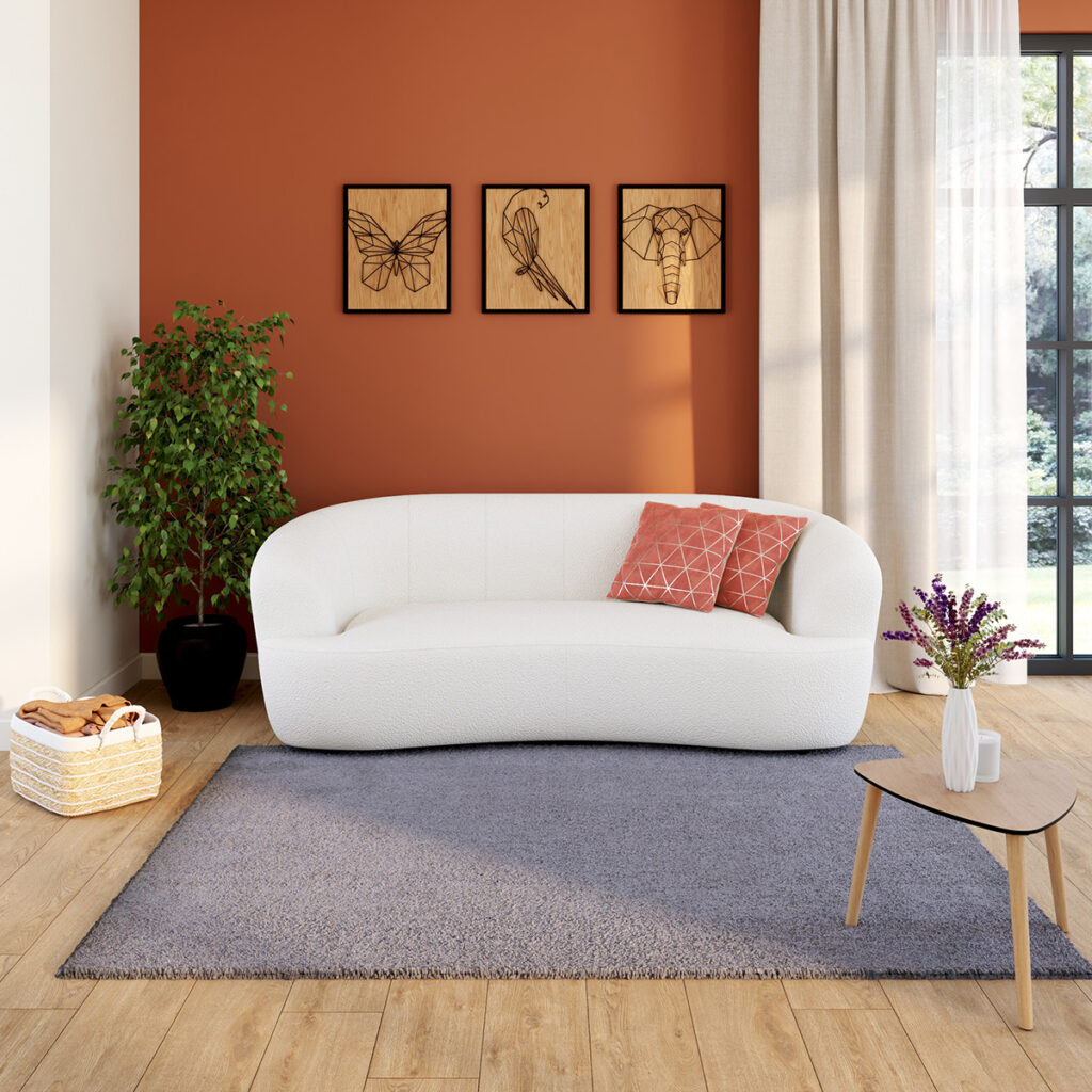 canape blanc mur terracotta salon chaleureux