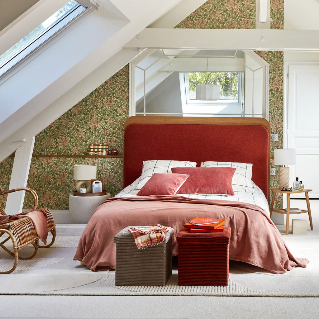 linge de lit terracotta chambre