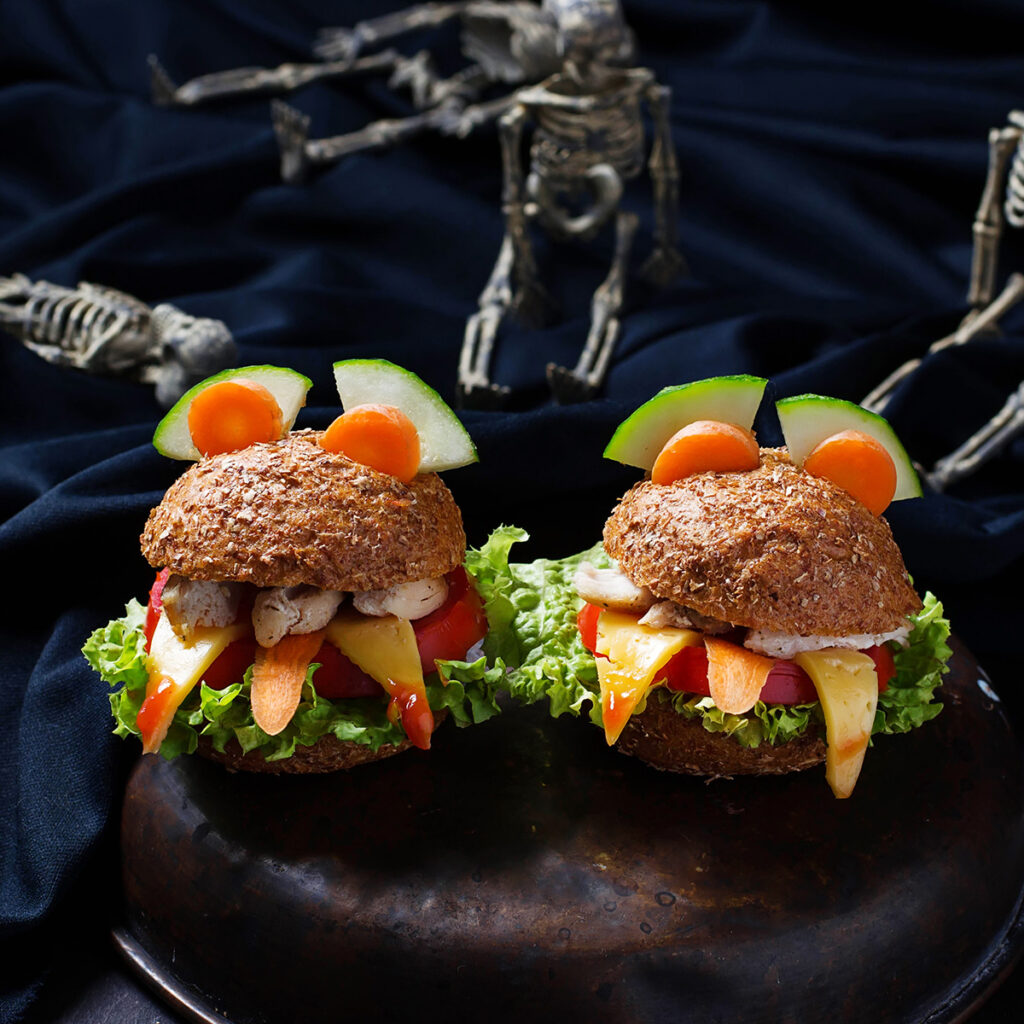 mini burgers monstres apero halloween