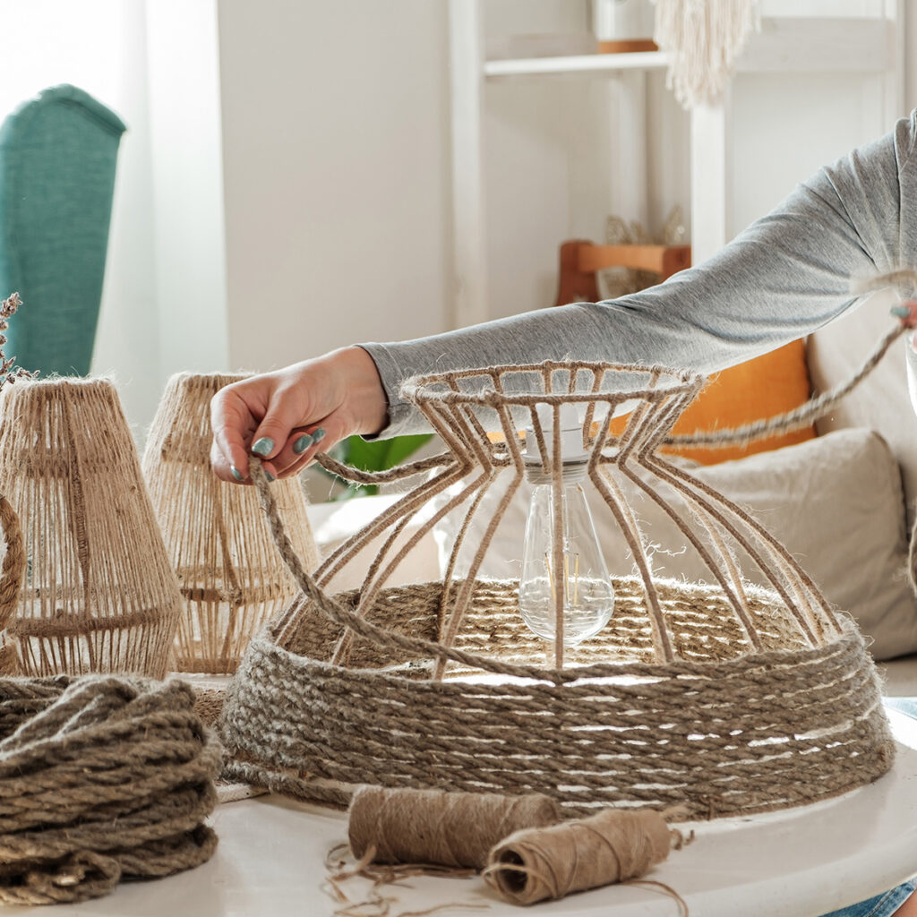 lampe corde jute design diy