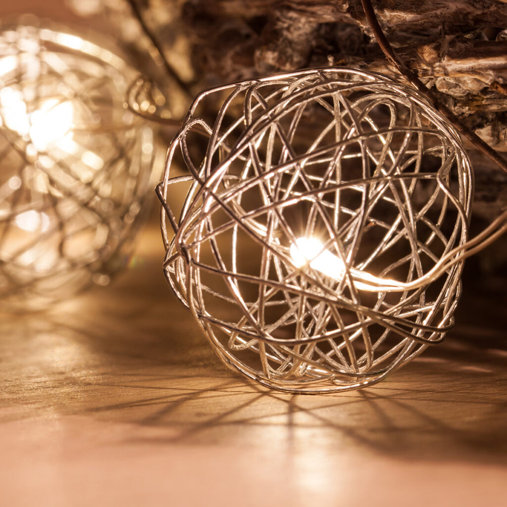 boule noel lumineuse couronne avent metal