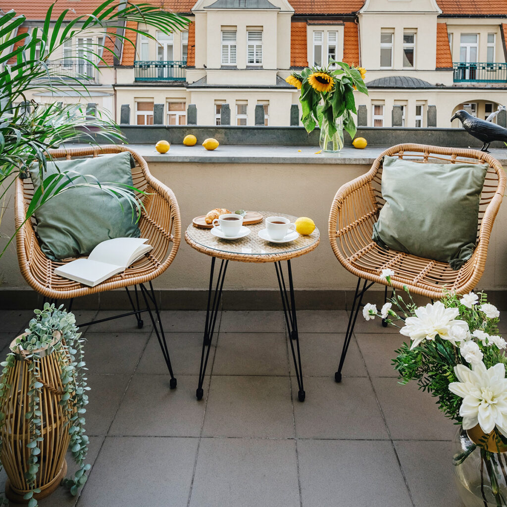 petit salon de jardin compact rotin boheme